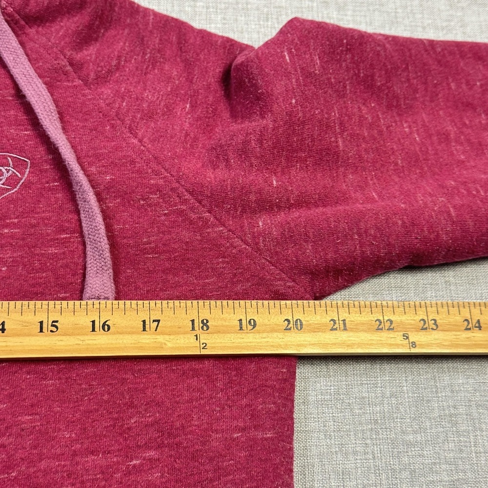 Ariat REAL Hoodie Women Small Red Full Zip Lined Sherpa Faux Fur Kangaroo Pocket - Picture 4 of 10